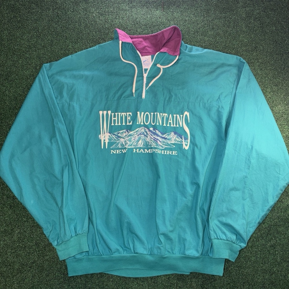 Vintage White Mountains 1/4 Zip Pullover Unisex XL Teal Colorado Vintage 90s